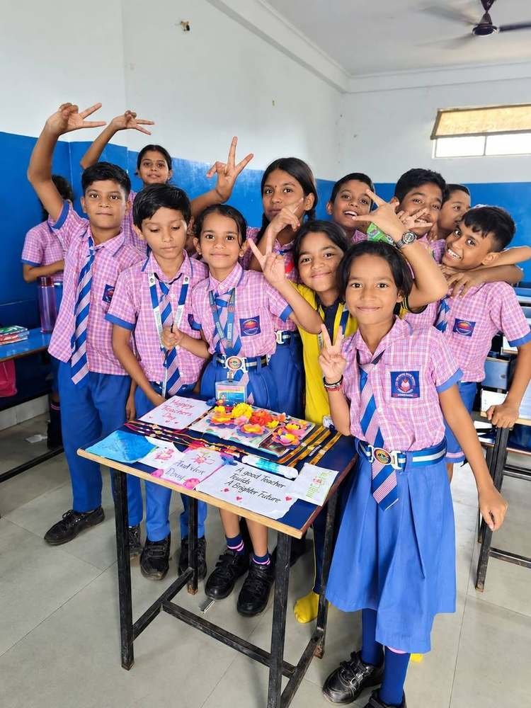 Students celebrating Teacher's Day in the classroom